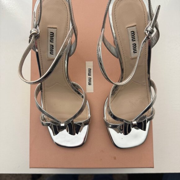 miu miu silver bow sandals - Picture 3 of 4